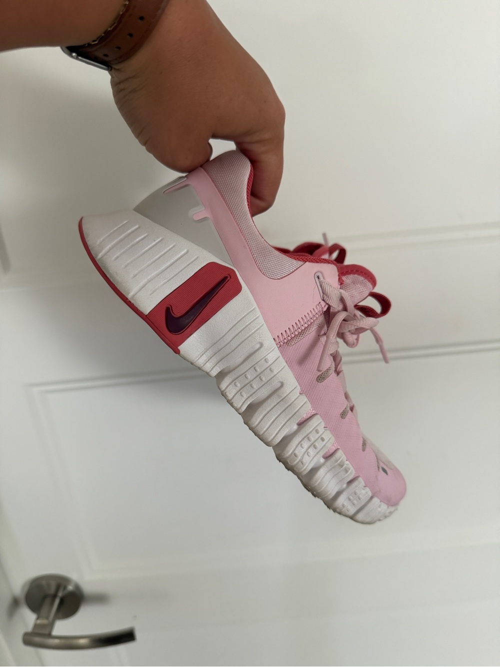Nike Women's Pink and White Training Sneakers
